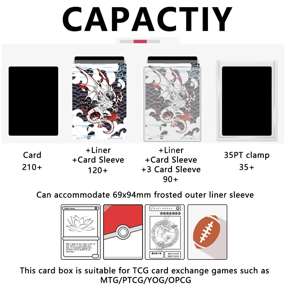 Red Storm Dragon Deck Box PU Leather TCG Case with Dice Tray YuGiOh