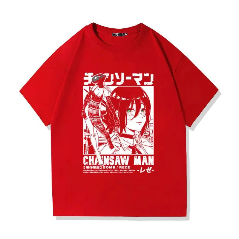 Chainsaw Man Reze T-Shirt – Bomb Devil Graphic Tee in Heather Gray (2025 Edition)