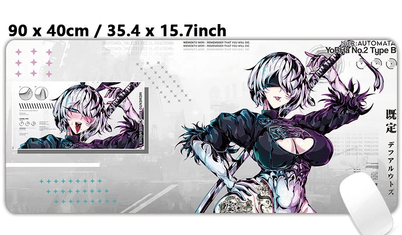 Mouse pad with anime character design and two sizes displayed