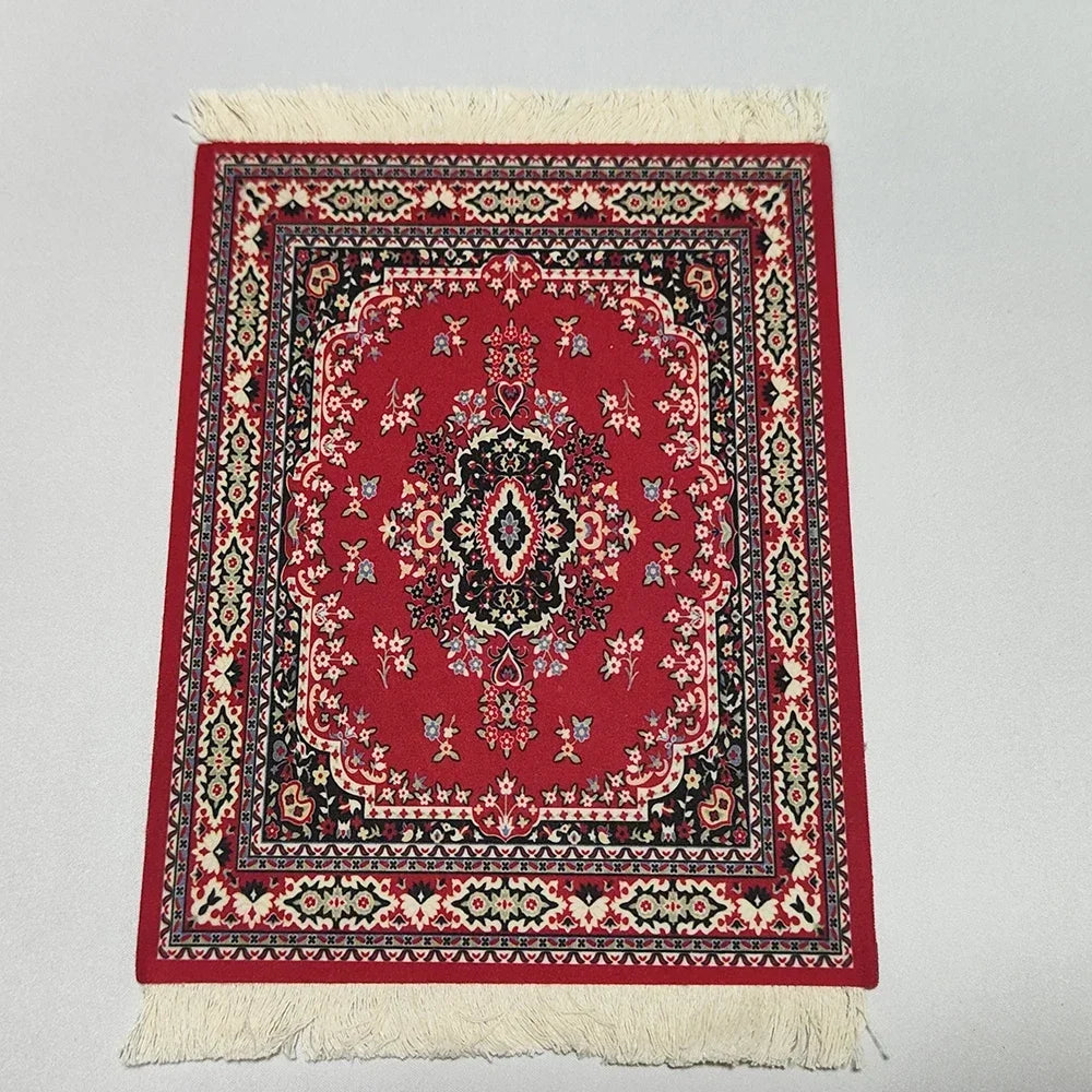 Woven Flower Persian Carpet Small Coaster Non-Slip Mouse Pad Desk Mat
