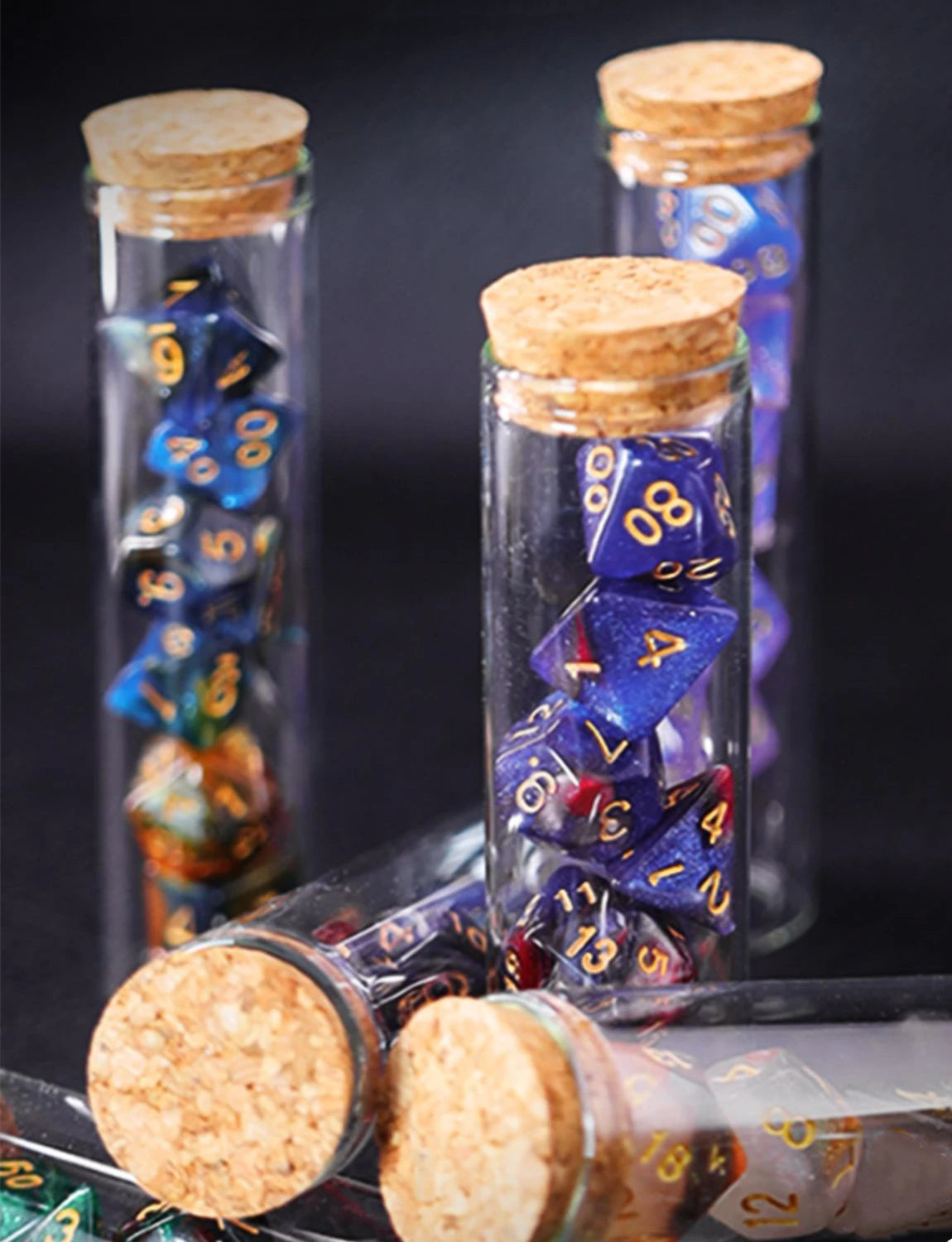 Transparent Polyhedral D&D Dice Set 7 Pieces RPG Fantasy Potion Flask