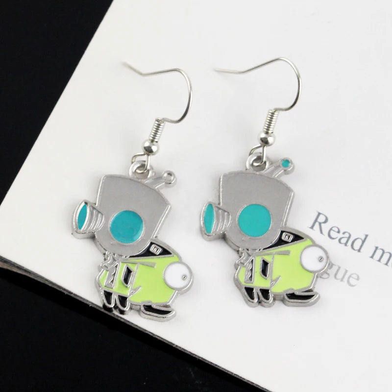 Invader Zim | Classic GIR Robot Drop Earrings – Enamel-Filled Zinc-Alloy Pair
