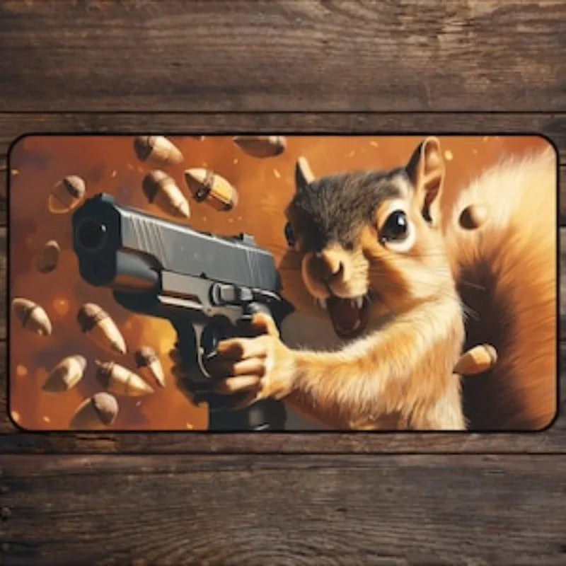 Squirrel Gun Playmat for MTG Fans Funny Anime Desk Mat Magic Card Games