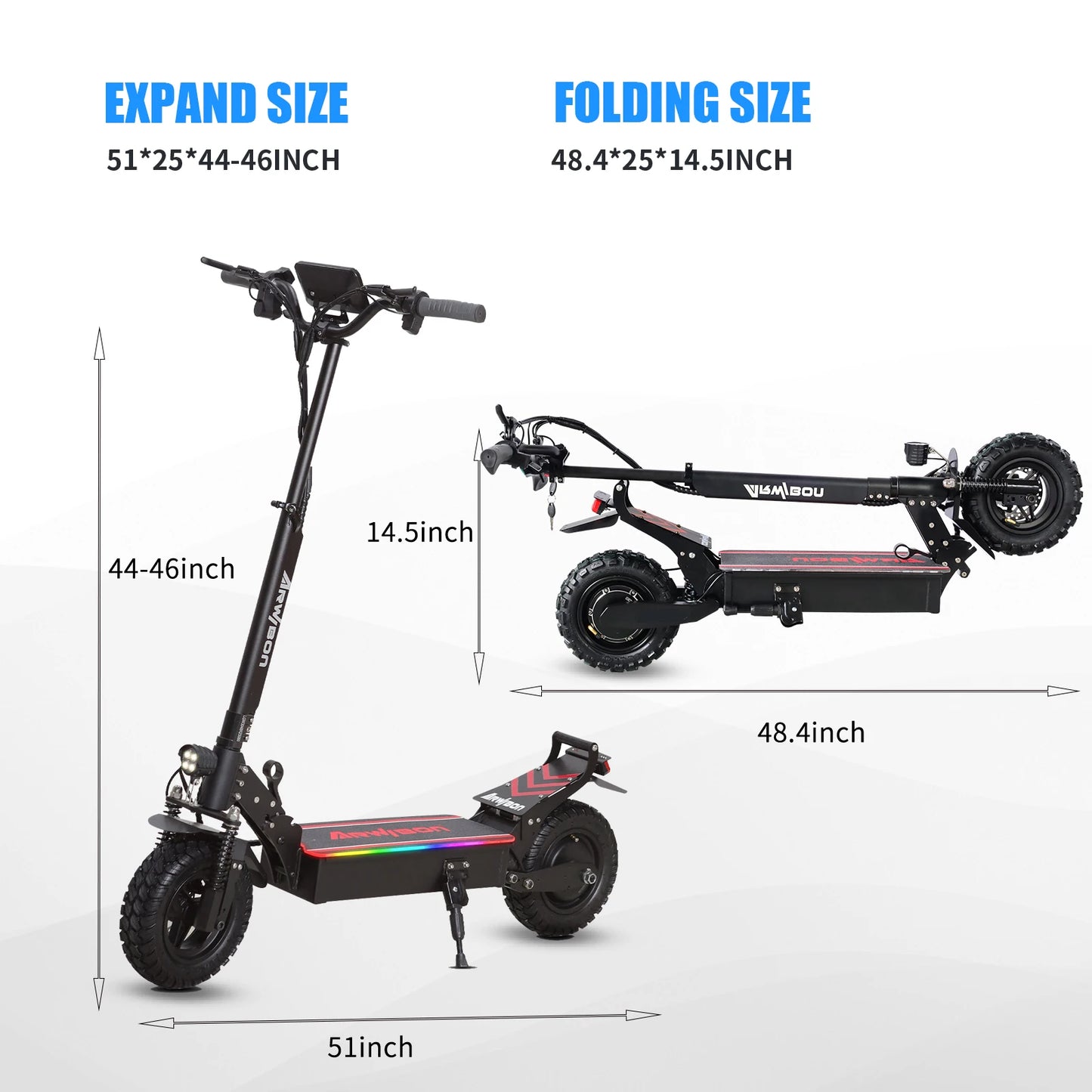Arwibon Q30 Adult Electric Scooter 2500W 30MPH 48V16AH 11" Off-Road Folding E-Scooter