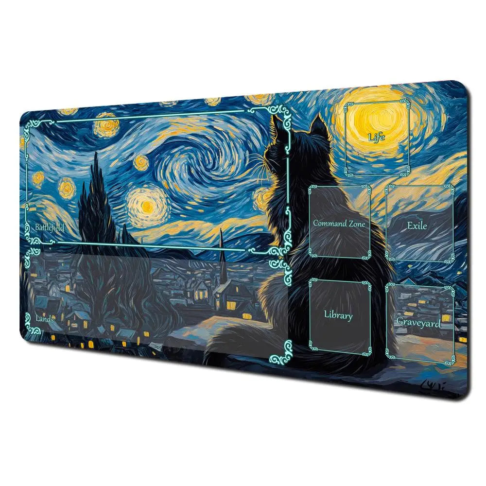 Magic Card Playmat Van Gogh Cat Anime TCG Gaming Mats Desk Mat