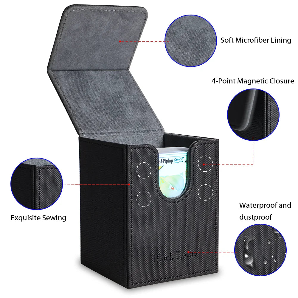 PU Leather Magnetic Deck Box – Fits 100+ Sleeved Cards for MTG/PTCG