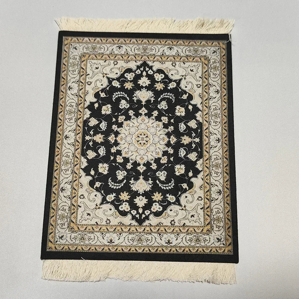 Woven Flower Persian Carpet Small Coaster Non-Slip Mouse Pad Desk Mat