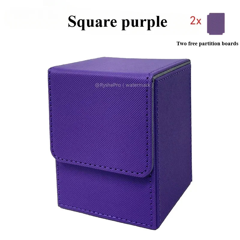 Vertical PU Leather Card Deck Box – Fits 100+ Sleeved Cards with 2 Dividers