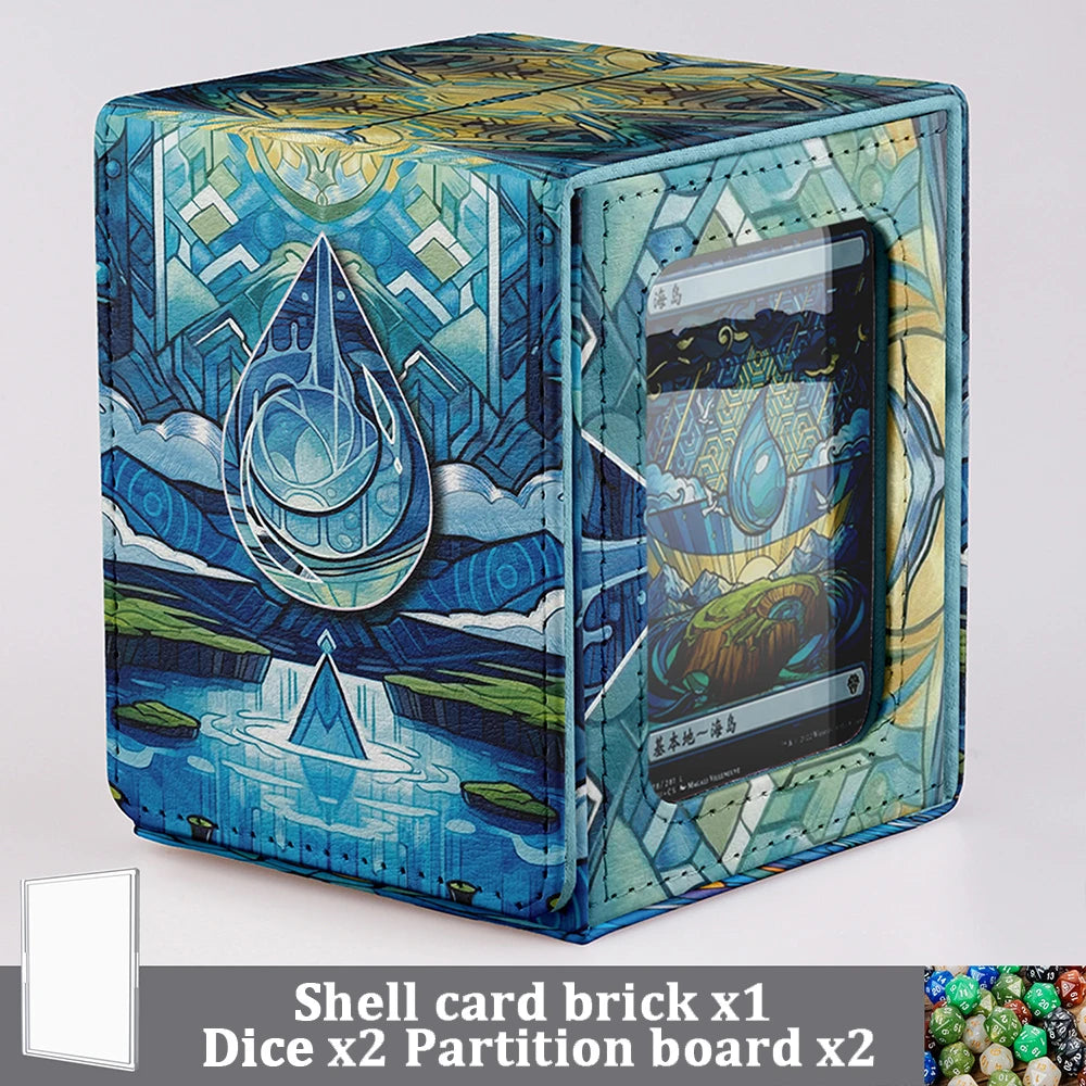Island Mana Double-Deck Commander Box – PU Leather Card Storage for 100+ Sleeved MTG / TCG Cards