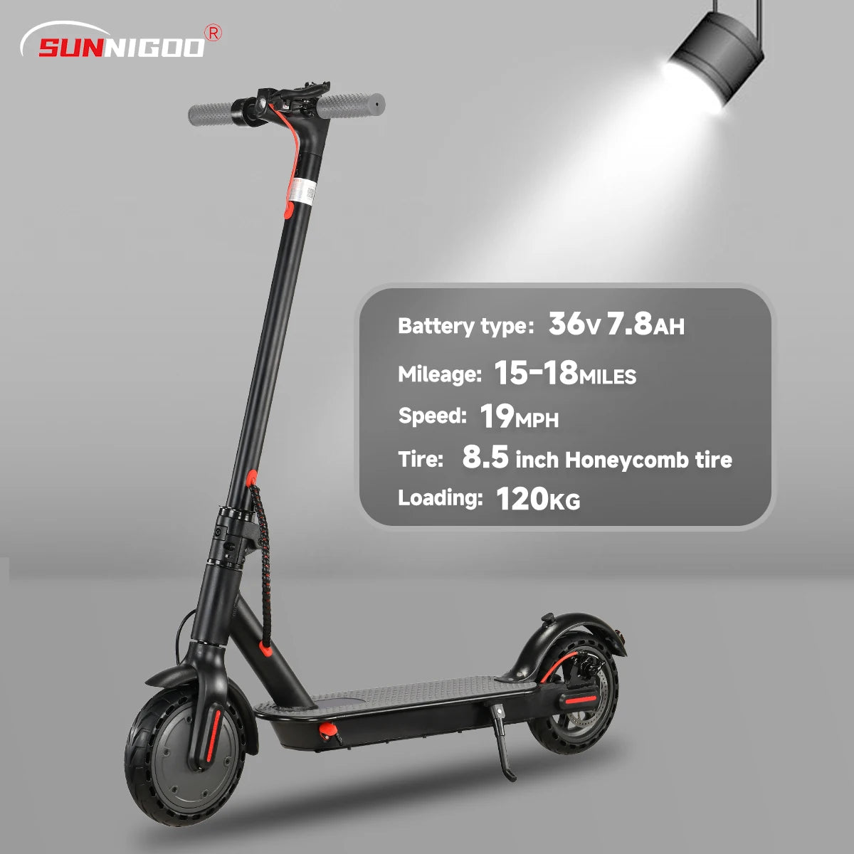 SUNNIGOO N7PRO Adult Electric Scooter 350W 30KM/H 36V Folding 8.5" E-Scooter with Smart App