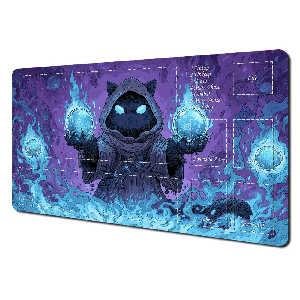 Magic Card Playmat Purple Cat Gaming Mat MTG TCG Commander Battle