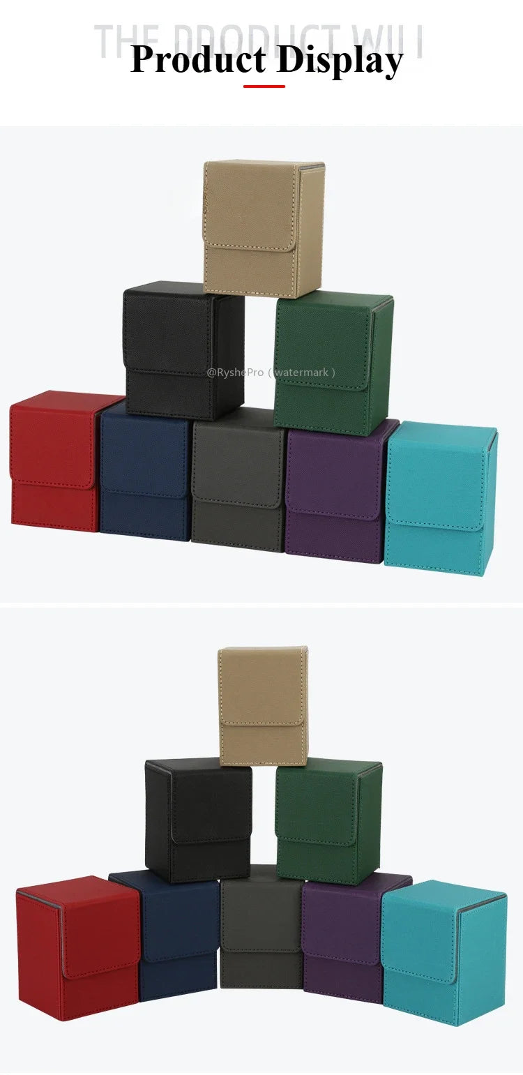 Vertical PU Leather Card Deck Box – Fits 100+ Sleeved Cards with 2 Dividers