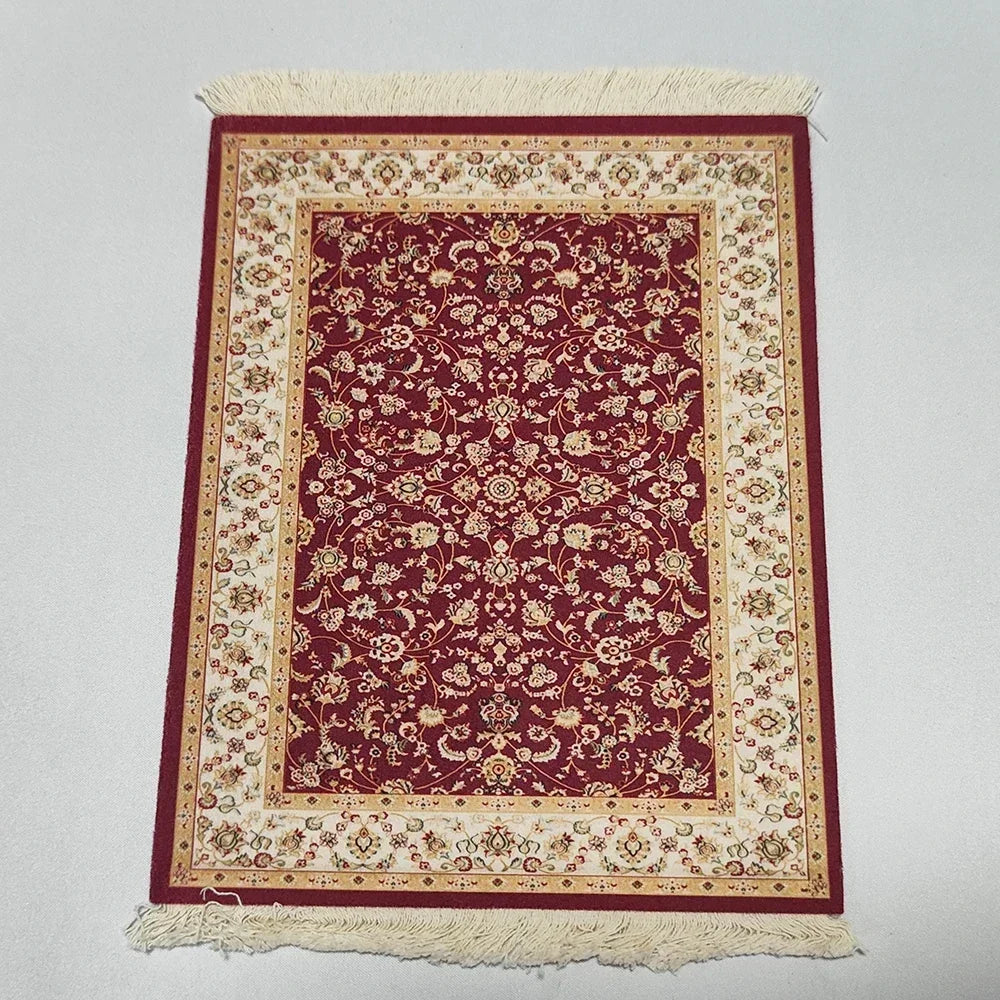 Woven Flower Persian Carpet Small Coaster Non-Slip Mouse Pad Desk Mat