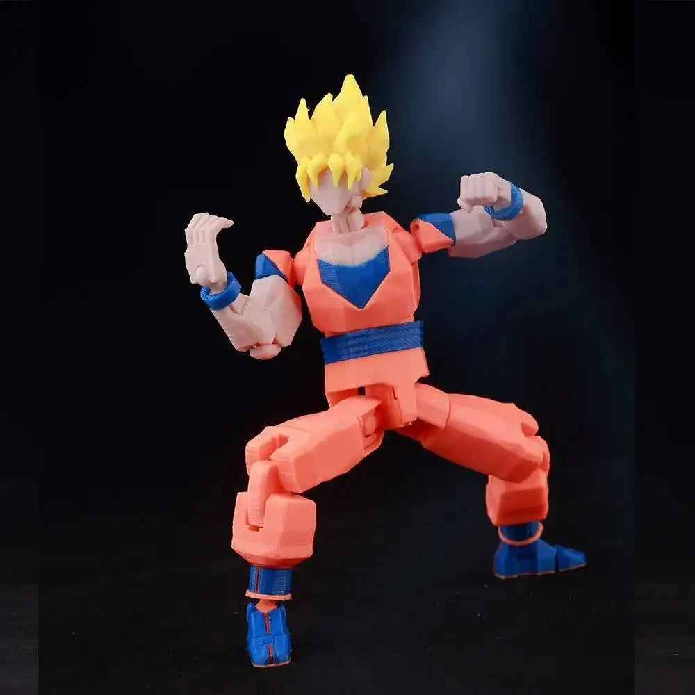 9L3D “Lucky Dummy 13” Super Saiyan-Style Action Figure – 5.5 in Multi-Jointed Poseable Model