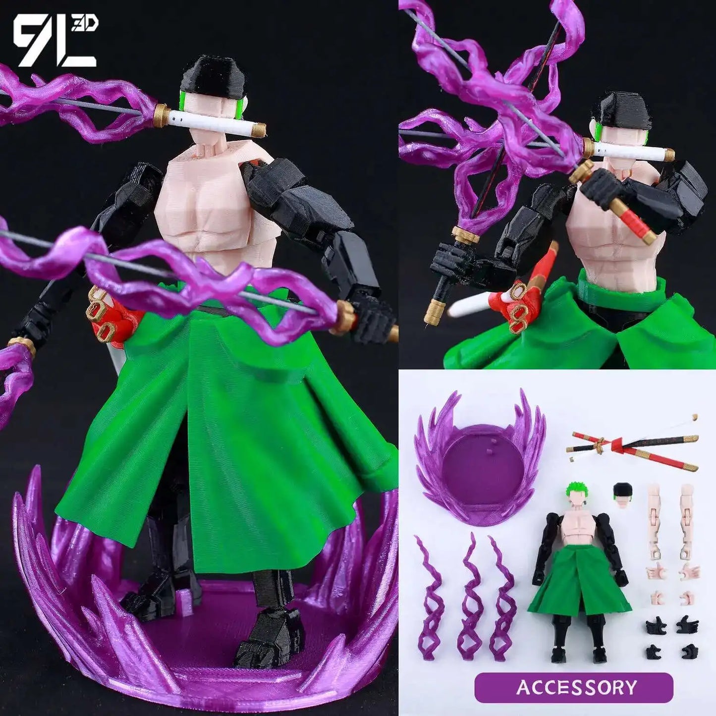 9L3D “Lucky Dummy 13” Zoro Santoryu Figure – 5.5-Inch One Piece Action Model