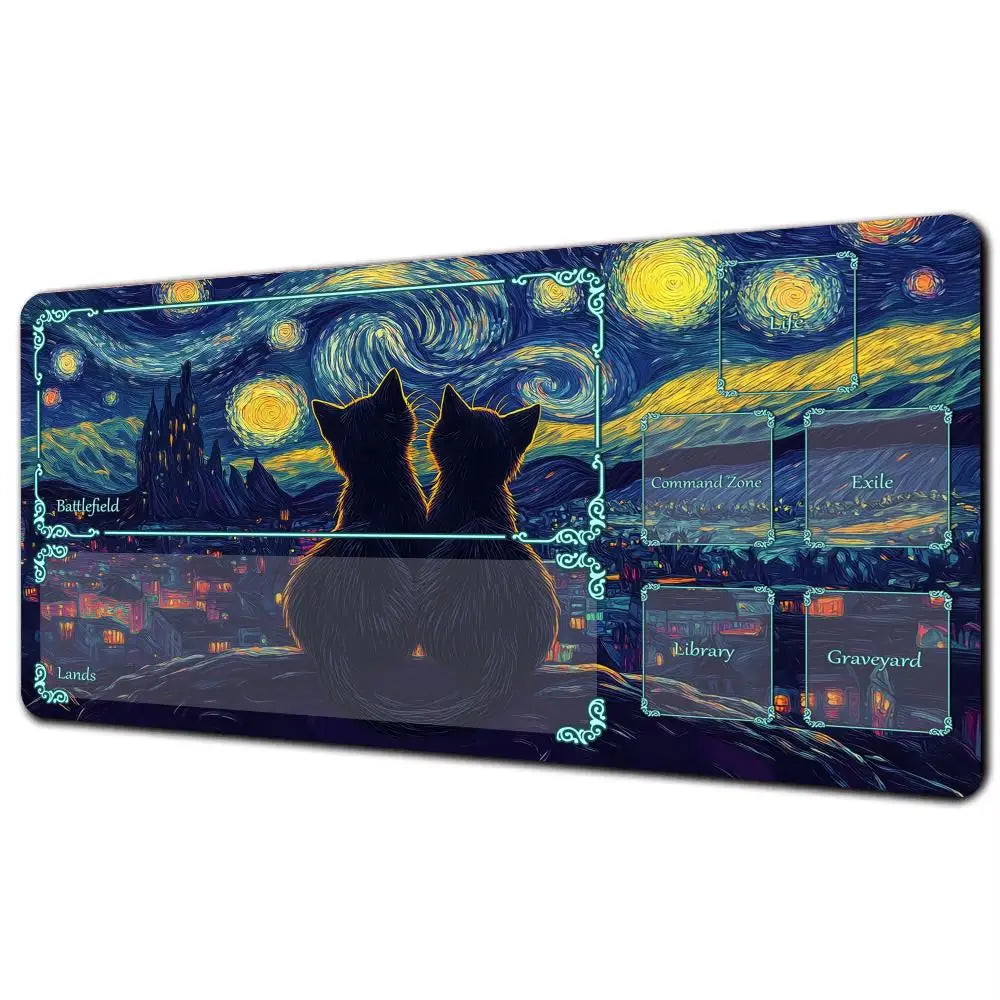 Magic Card Playmat Van Gogh Cat Anime TCG Gaming Mats Desk Mat