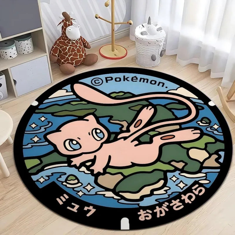 Pokemon Round Rug – Non-Slip Flannel Carpet for Bedroom, Living Room, or Entryway (16", 32", or 48")