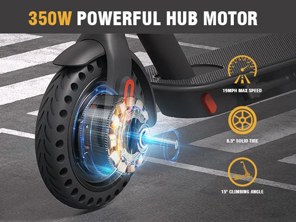 FREEBOY J03 Black 350W Electric Scooter with Phone Holder, 36V 10.4Ah Battery, Foldable Commuter E-Scooter