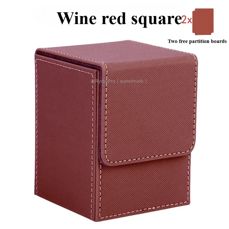 Vertical PU Leather Card Deck Box – Fits 100+ Sleeved Cards with 2 Dividers