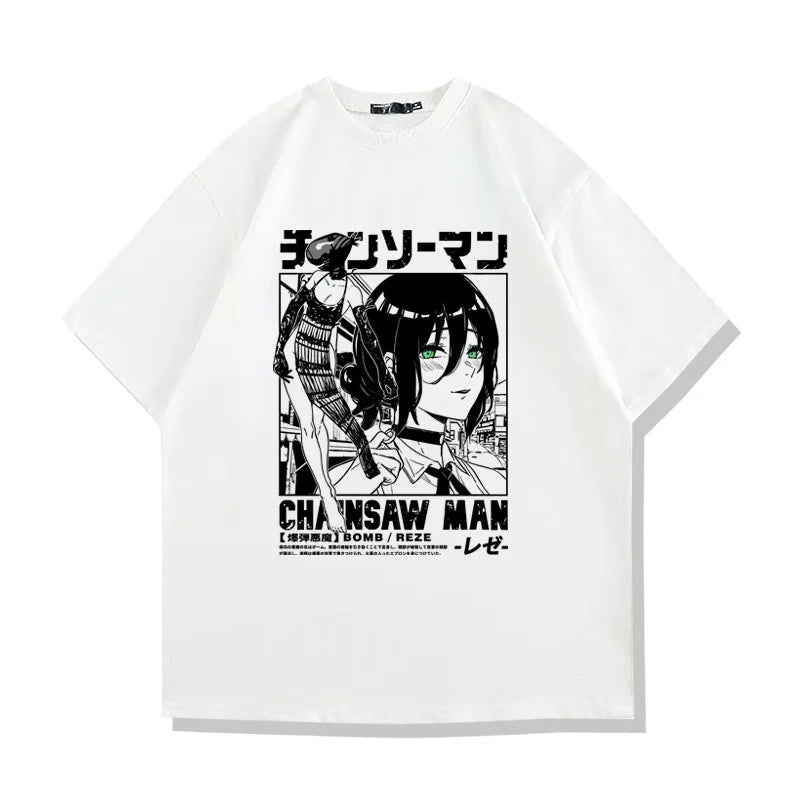 Chainsaw Man Reze T-Shirt – Bomb Devil Graphic Tee in Heather Gray (2025 Edition)