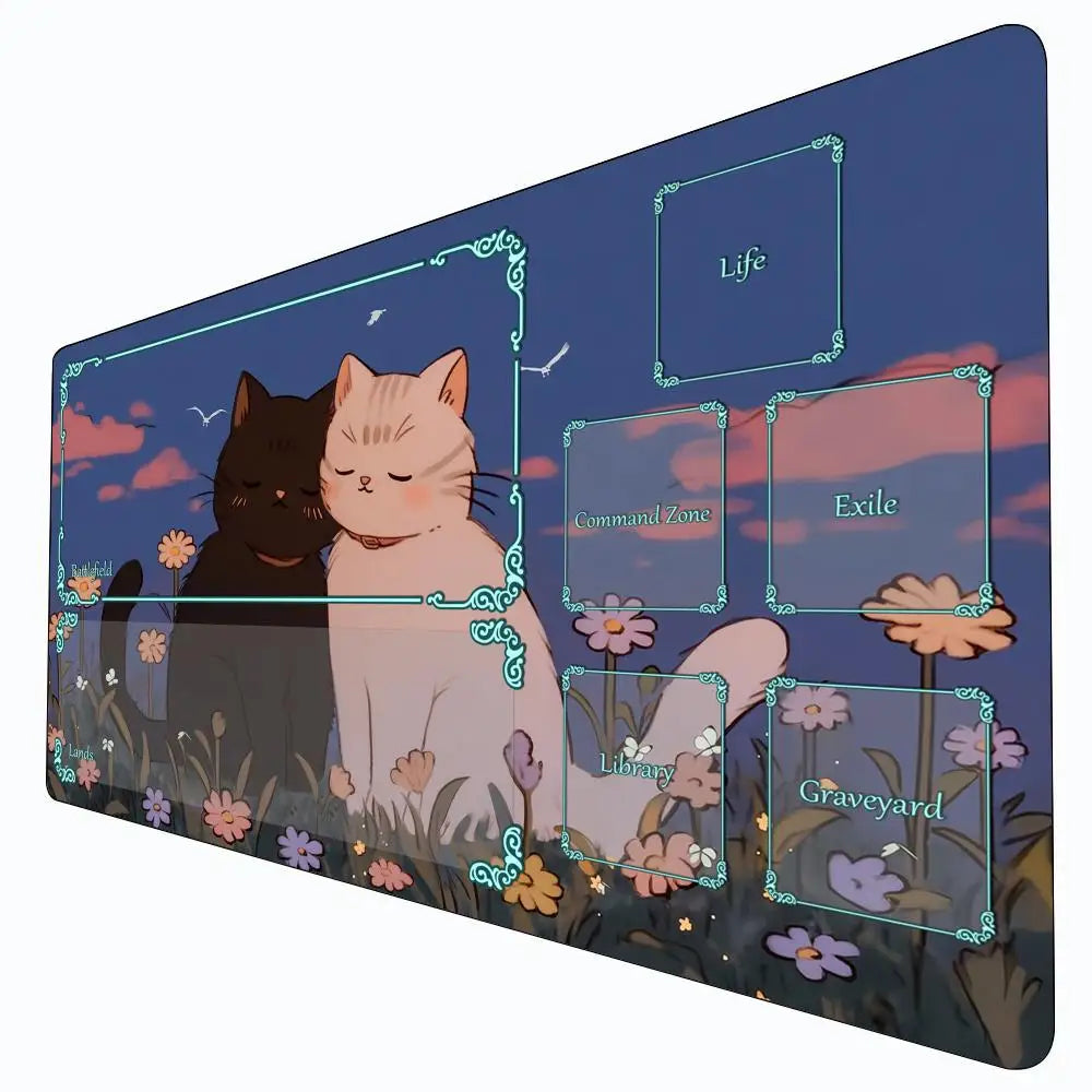 Cute Cat Kawaii Magic Playmat Gaming Mat for Card Battle 60x35cm