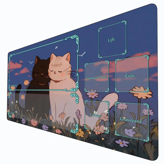 Cute Cat Kawaii Magic Playmat Gaming Mat for Card Battle 60x35cm