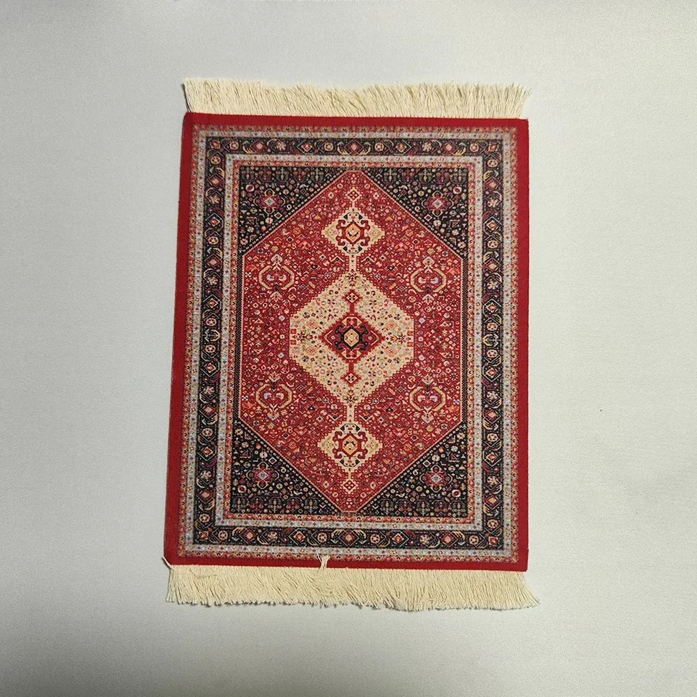 Woven Flower Persian Carpet Small Coaster Non-Slip Mouse Pad Desk Mat