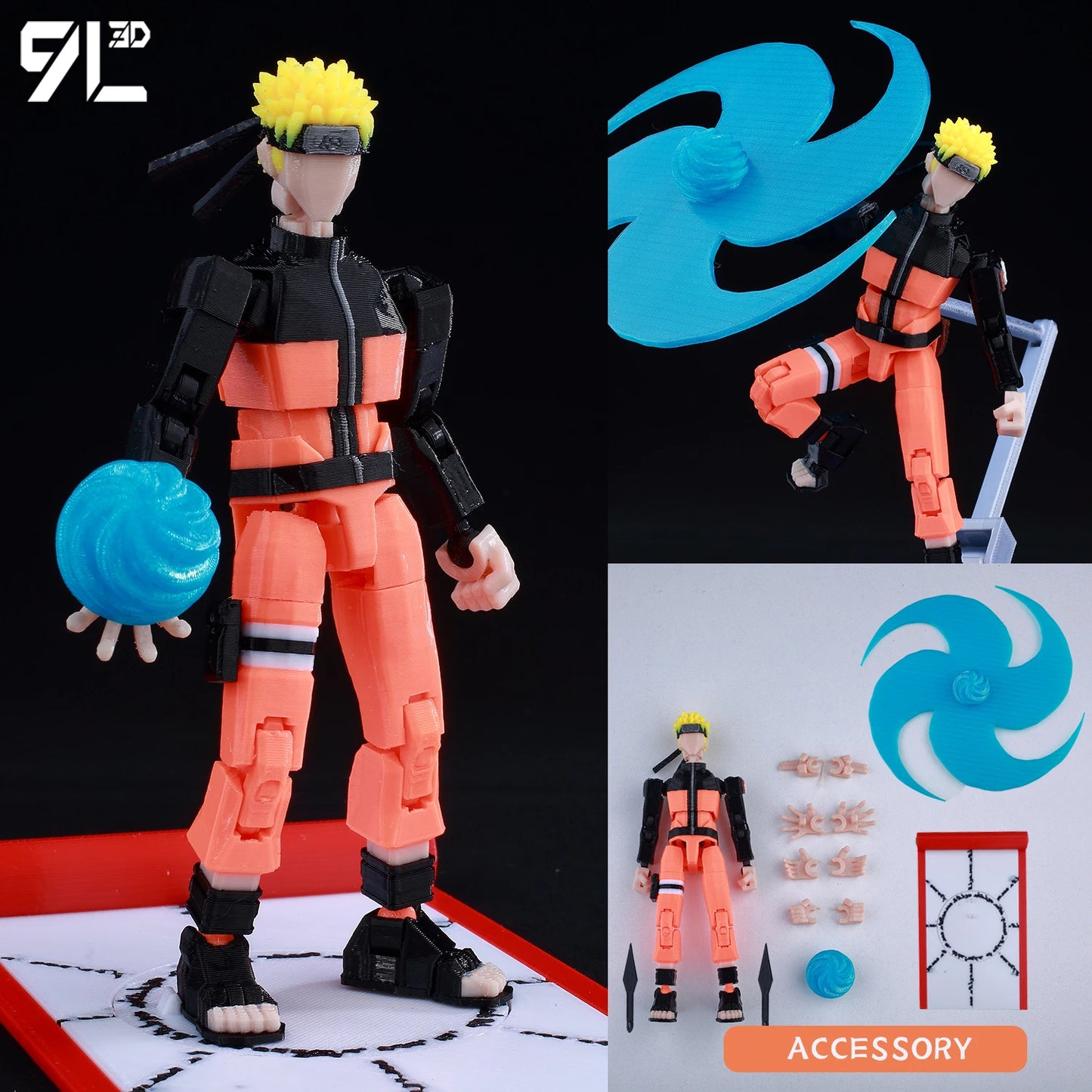 9L3D “Lucky Dummy 13” Naruto (Shippuden Rasengan) Figure – 5.5-Inch Naruto Action Model