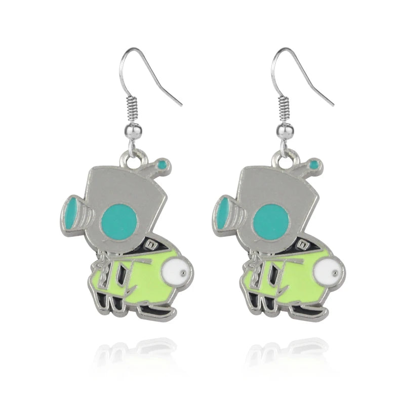 Invader Zim | Classic GIR Robot Drop Earrings – Enamel-Filled Zinc-Alloy Pair