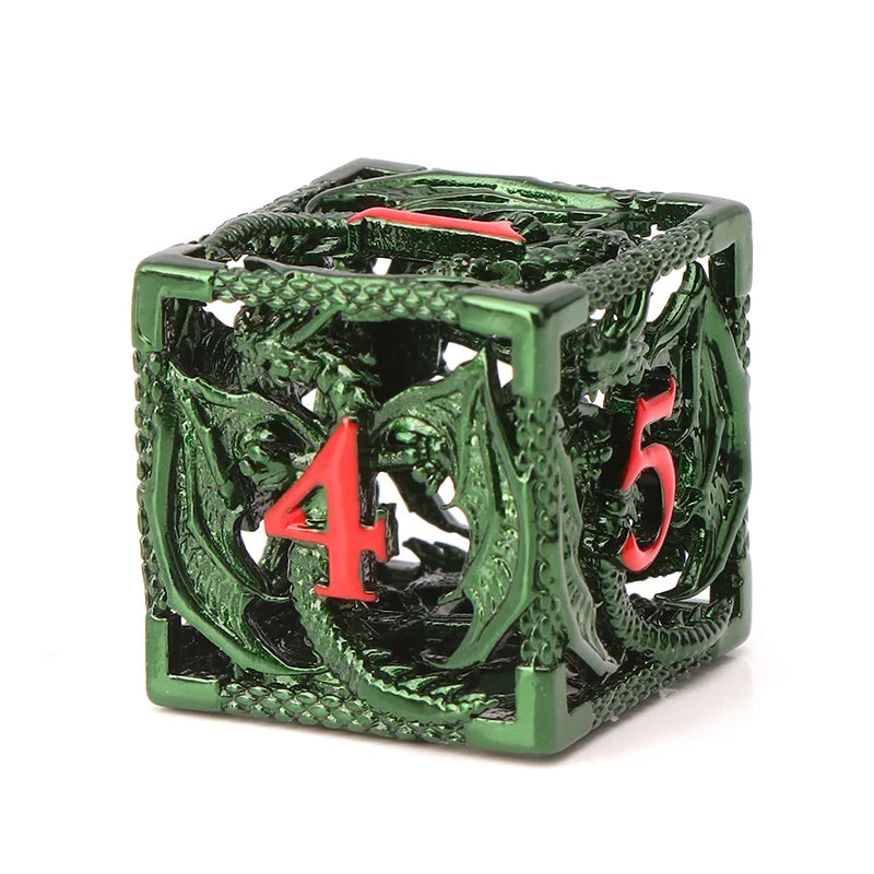 Blood Dragon Metal Dice Set – Polyhedral D&D RPG Dice (7-Piece)