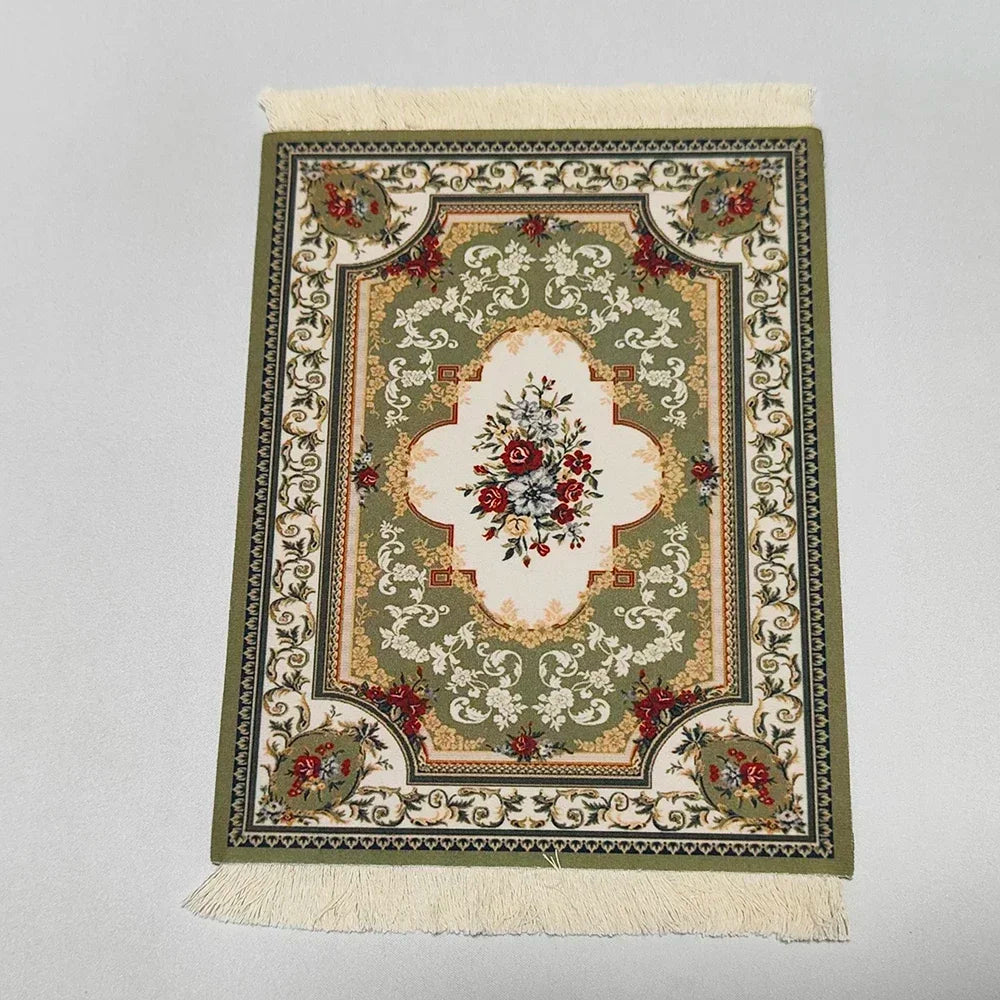 Woven Flower Persian Carpet Small Coaster Non-Slip Mouse Pad Desk Mat