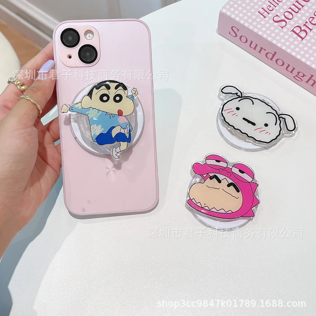 Anime Crayon Shin-Chan Couple Phone Case Magnetic Holder Wireless Stand Gifts