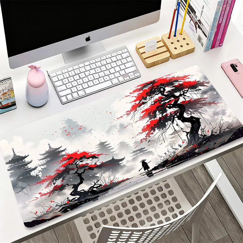 Sakura Snow Mountain Theme Mouse Pad Anti-Slip Gaming Office Use