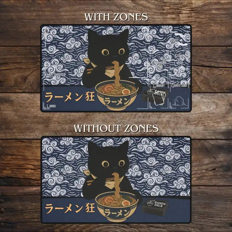 Cat Eat Ramen MTG Game Mat Non-Slip Playmat for TCG RPG Cards