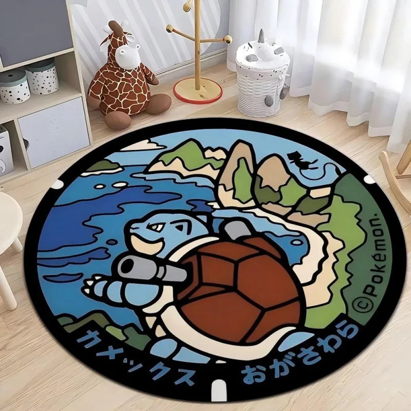 Pokemon Round Rug – Non-Slip Flannel Carpet for Bedroom, Living Room, or Entryway (16", 32", or 48")