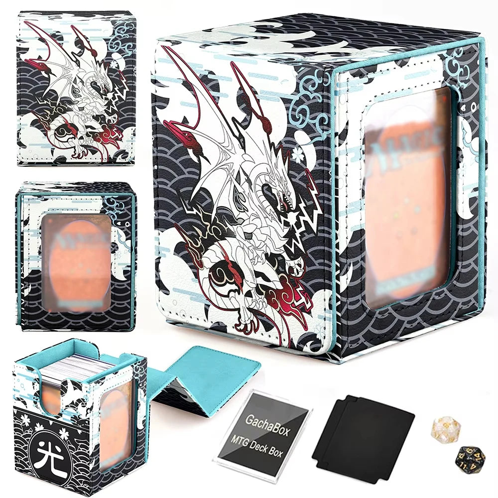 Sunlit Plains White Leather Commander Deck Box – Fits 100+ Sleeved MTG / TCG Cards