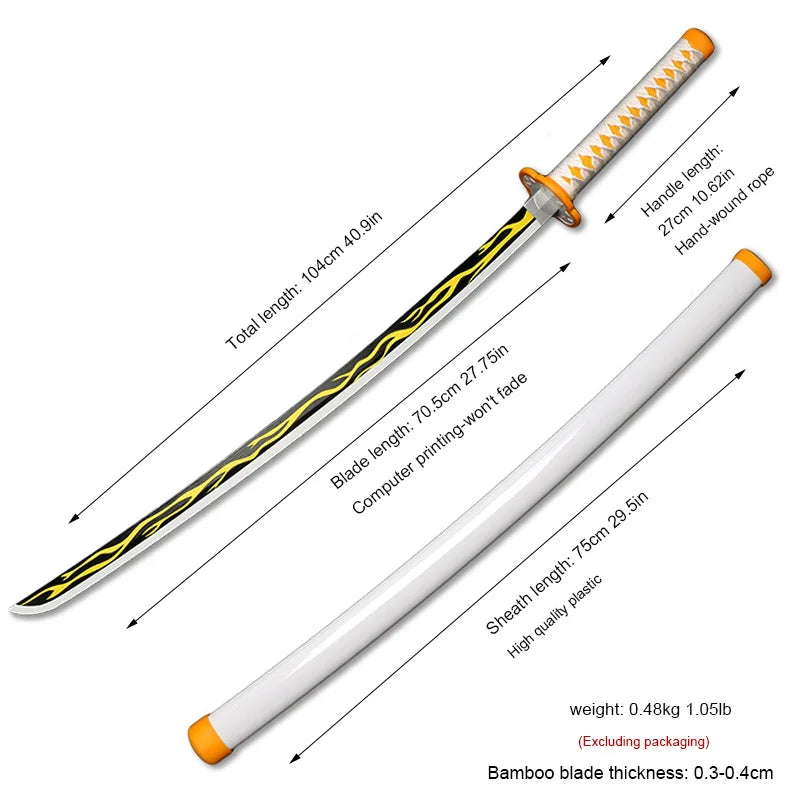 Tanjiro Blue Sword – Demon Slayer Bamboo Katana Cosplay Replica