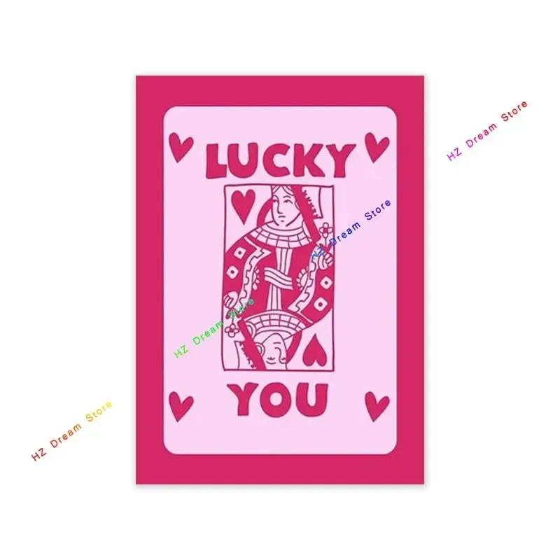 Trendy Retro Colorful Ace Card Lucky You Canvas Wall Art Print