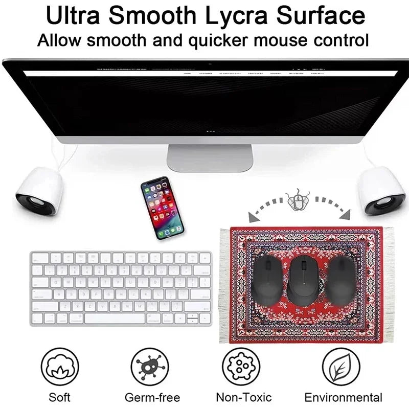 Woven Flower Persian Carpet Small Coaster Non-Slip Mouse Pad Desk Mat