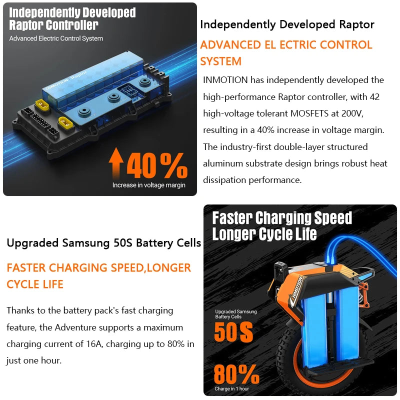 INMOTION V10F Electric Unicycle – 2000W, 70km Range, APP