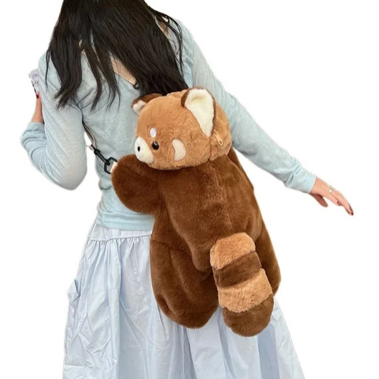 Red Panda Plush Backpack Purse