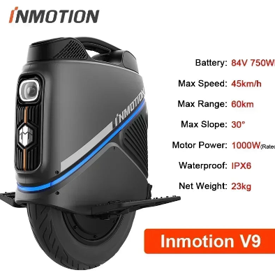 INMOTION V9 Electric Unicycle – 45km/h, 60km Range, GPS & Suspension