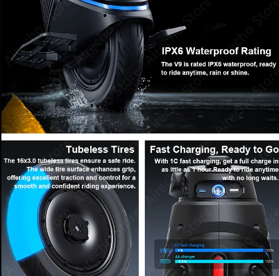 INMOTION V9 Electric Unicycle – 45km/h, 60km Range, GPS & Suspension