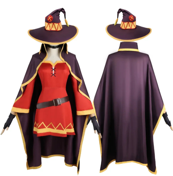 Megumin Cosplay Complete Costume Set – Sorceress Dress & Wig