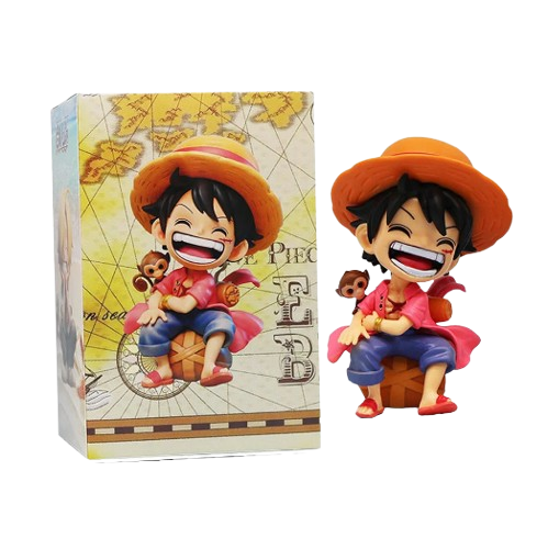 5.1" Laughing Luffy Figure – One Piece PVC Chibi Sitting Statue