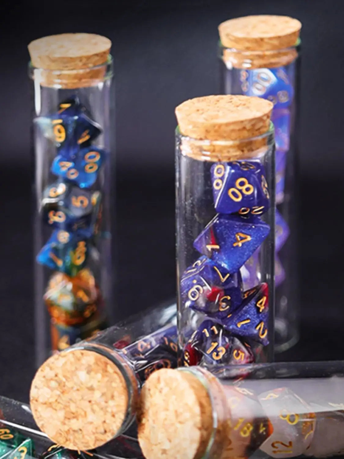 Transparent Polyhedral D&D Dice Set 7 Pieces RPG Fantasy Potion Flask
