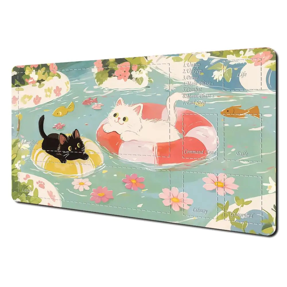 Cute Cat Kawaii Magic Playmat Gaming Mat for Card Battle 60x35cm