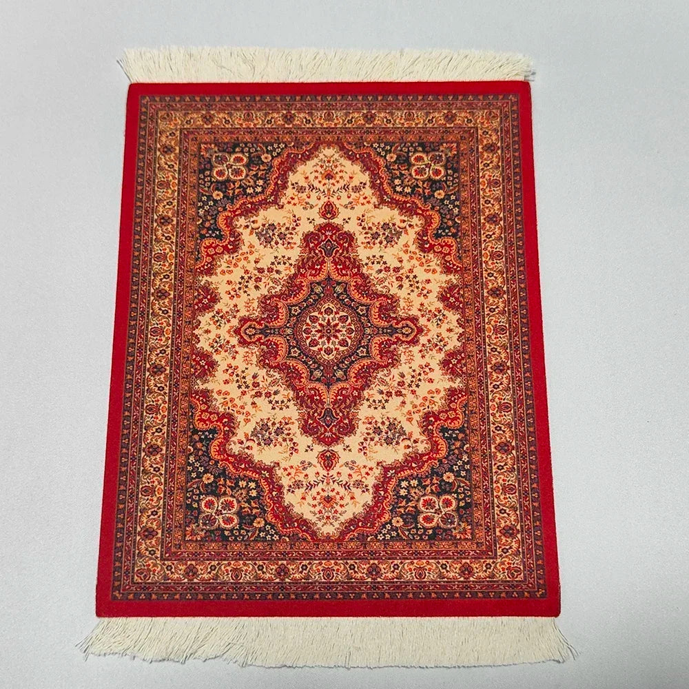 Woven Flower Persian Carpet Small Coaster Non-Slip Mouse Pad Desk Mat