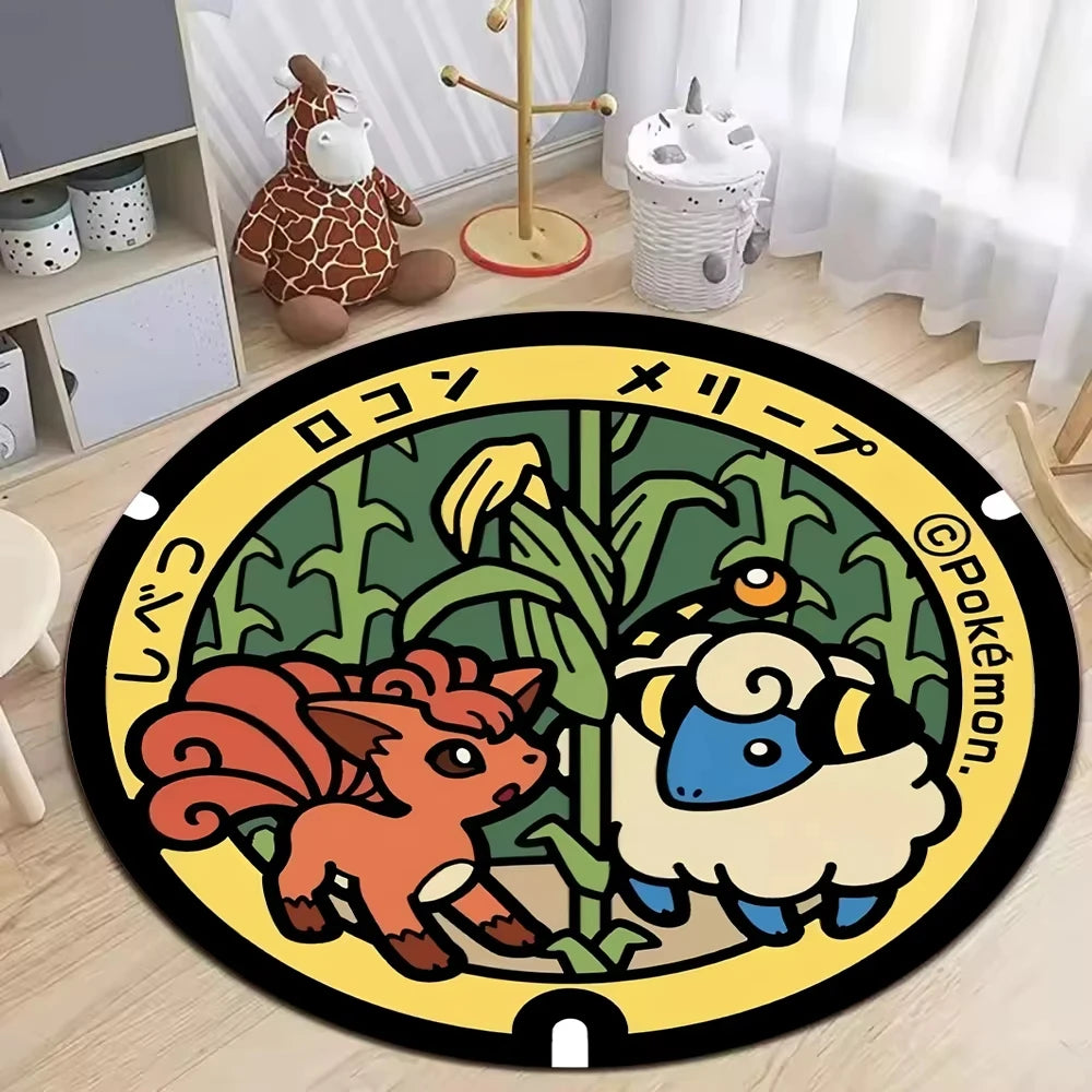 **** MINISO Pokemon Elves Round Rug Soft Non-Slip Mat for Living Room Bedroom