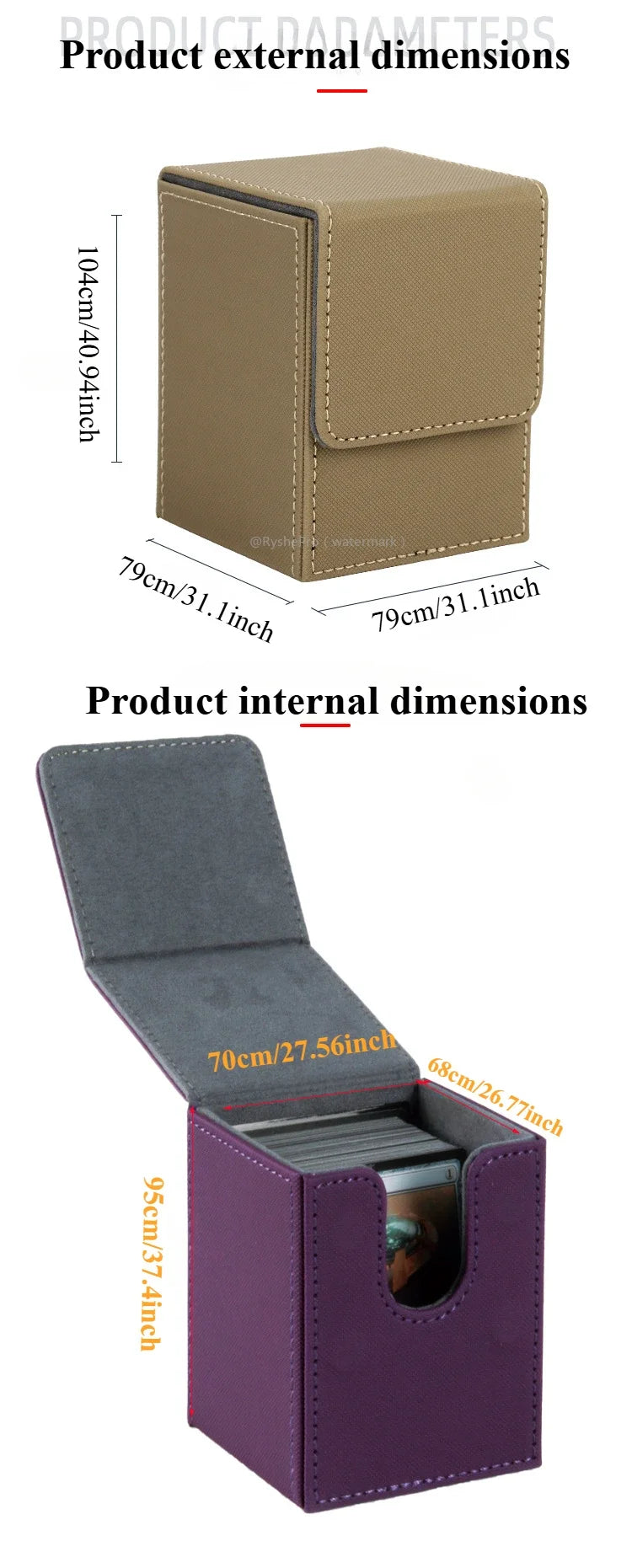 Vertical PU Leather Card Deck Box – Fits 100+ Sleeved Cards with 2 Dividers
